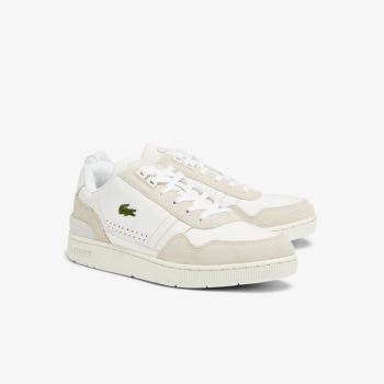 Lacoste T-Clip Leather and Suede Sneakers - Tenisky Pánské Bílé / Šedé | CZ-Dh1Rdc